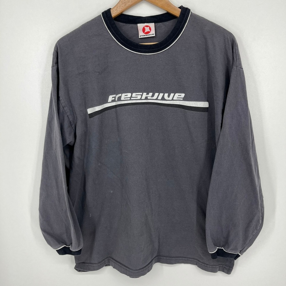 Vintage Freshjive Long Sleeve Shirt Mens Medium Gray Skate Streetwear USA Made